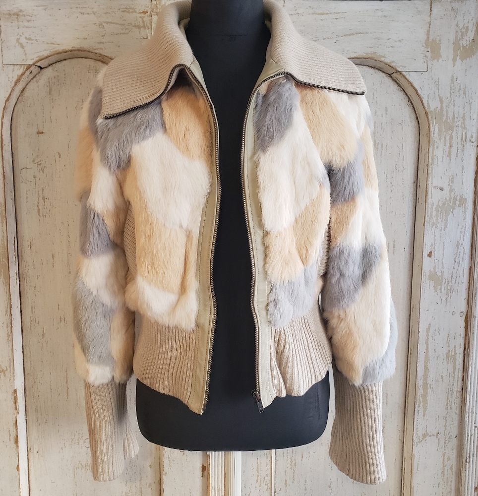 bebe Multicolor Fur Bomber Jacket - Picture 2 of 16